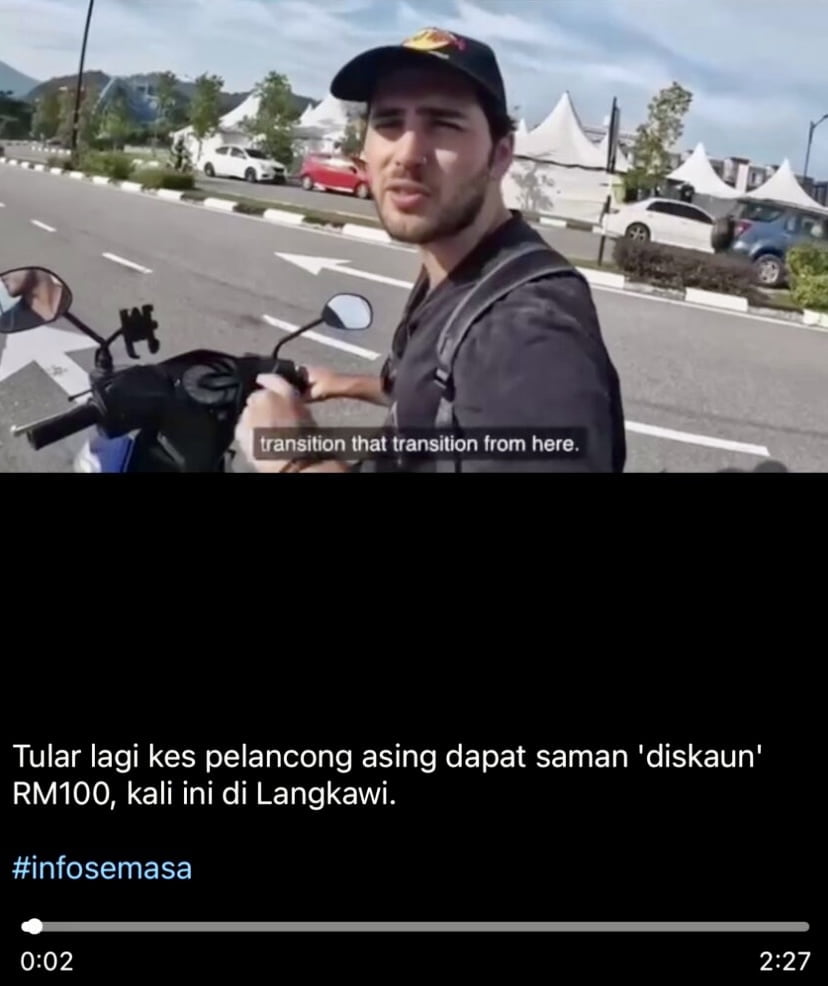 Polis siasat satu lagi video pelancong asing ‘bayar saman’ RM100 