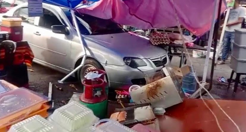 Peniaga bazar Ramadan cedera melecur, kereta menggelongsor rempuh gerai