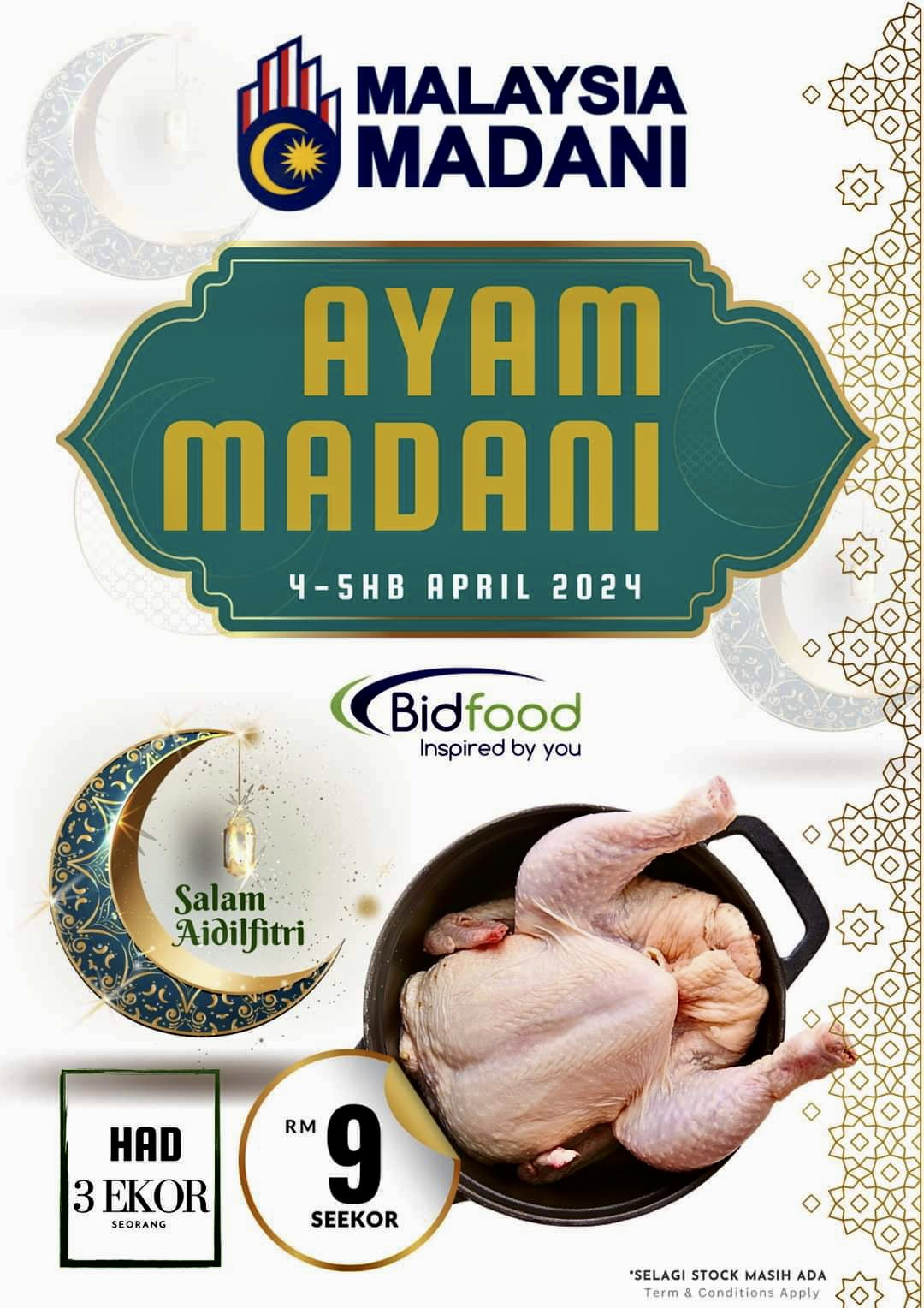 Jualan Ayam Madani Bidfood East Malaysia di KK tawar 2,000 ayam sejuk beku pada RM9