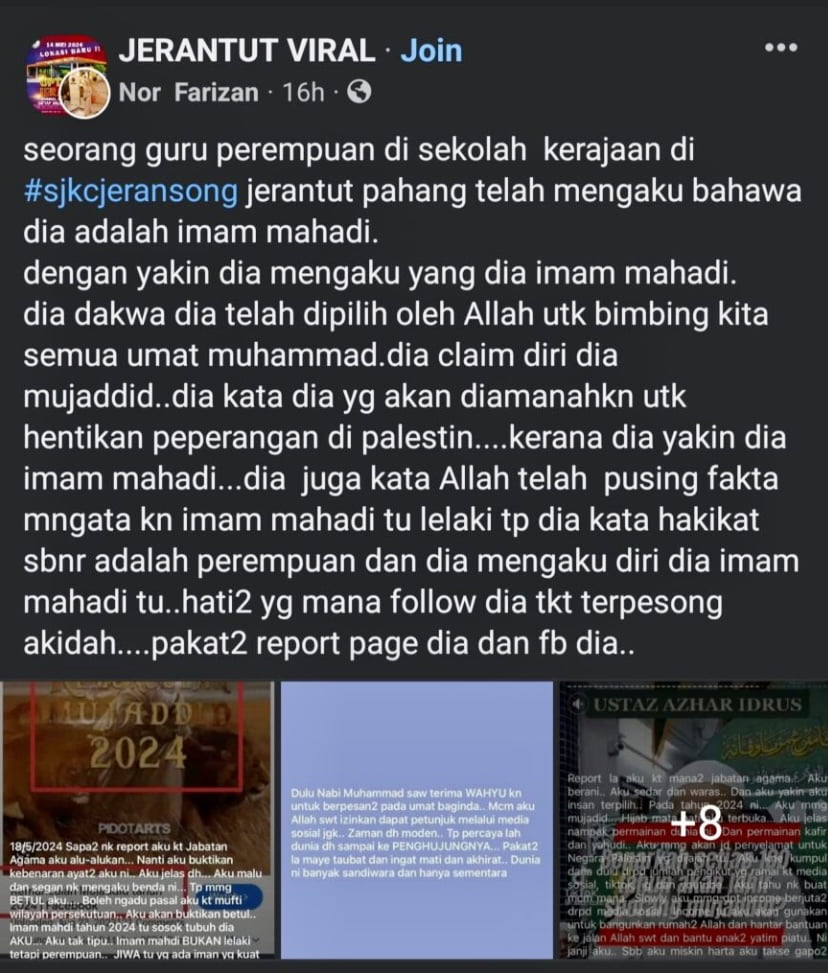 Polis siasat wanita dakwa Imam Mahdi