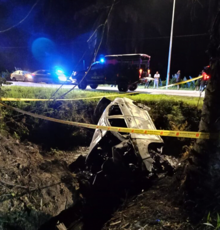 Identiti mangsa rentung dalam kereta terlibat nahas dikenal pasti