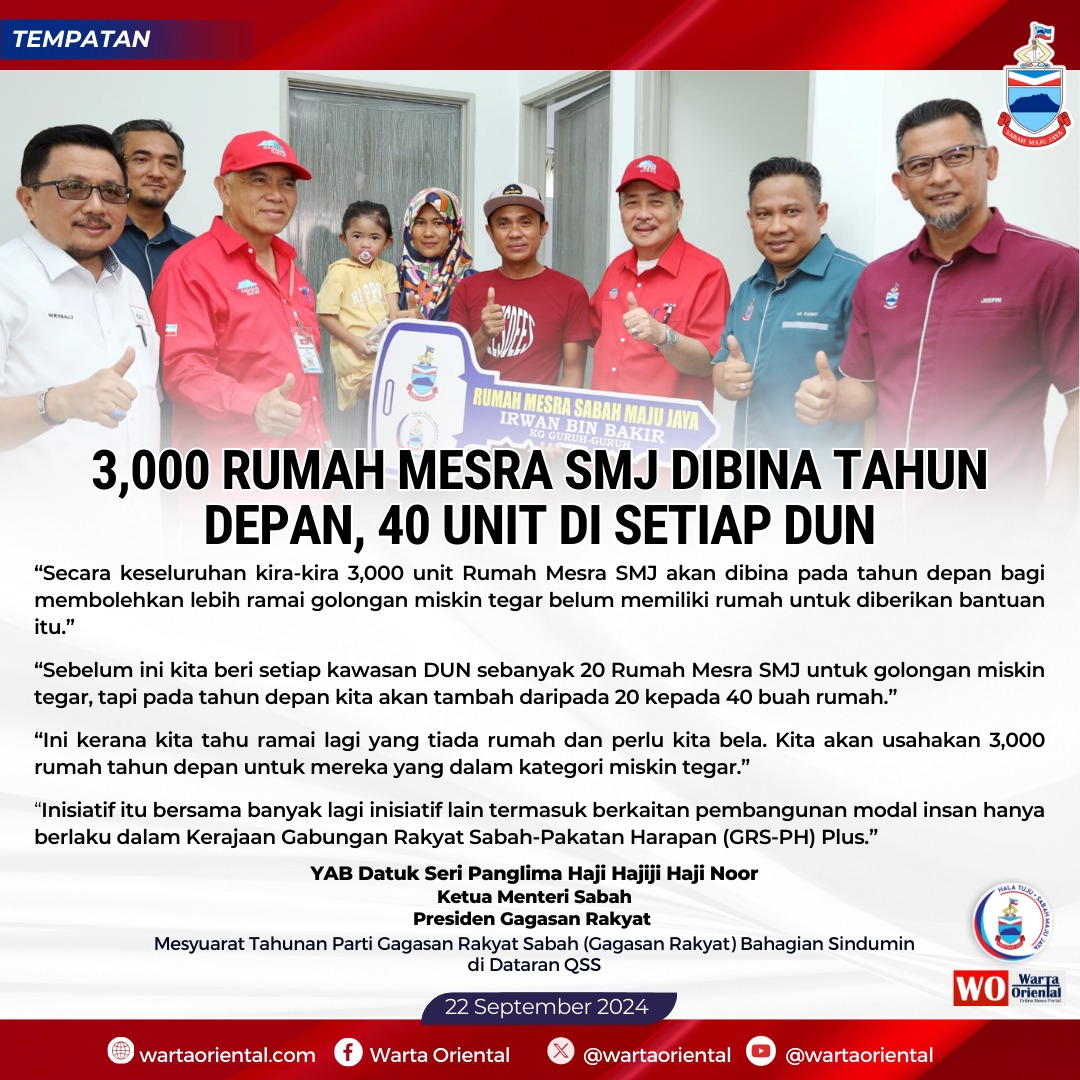 3000 rumah SMJ dibina tahun depan