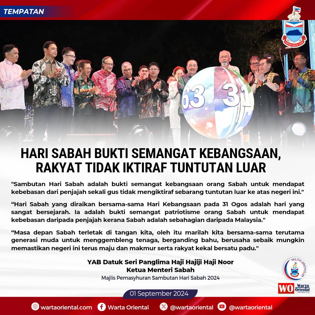 Hari Sabah bukti semangat kebangsaan rakyat tidak iktiraf tuntutan luar - KM