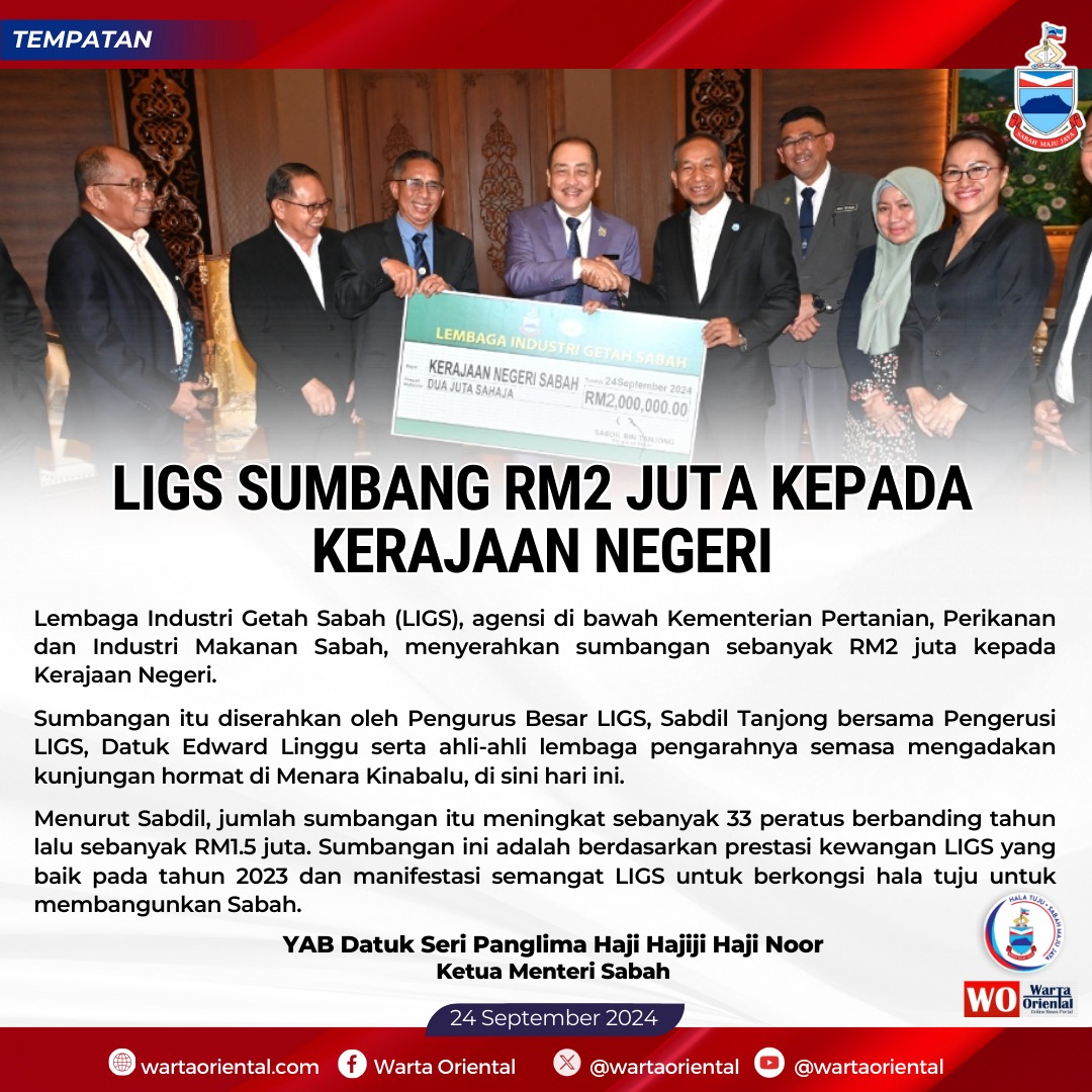 LIGS sumbang RM2 juta kepada Kerajaan Negeri