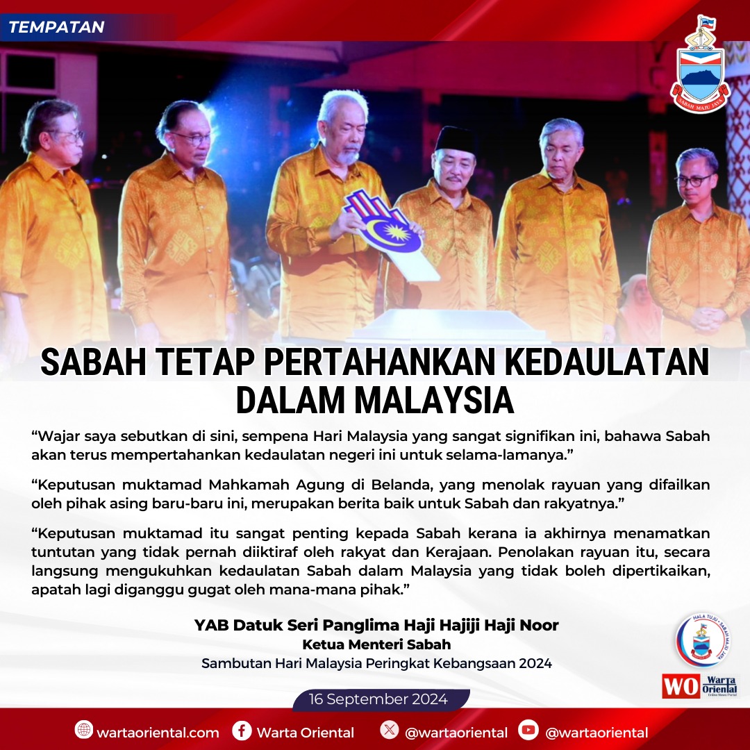 Sabah tetap pertahankan kedaulatan dalam Malaysia - KM