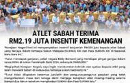 Atlet Sabah terima RM2.19 juta insentif kemenangan