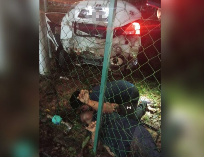 Kereta jatuh cerun kerana elak babi