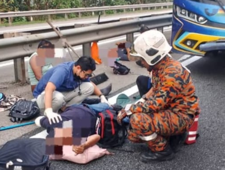 Lapan cedera, nahas bas ekspres dan treler
