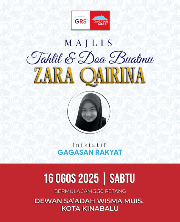Majlis tahlil dan doa buat Allahyarhamah Zara Qairina Sabtu ini