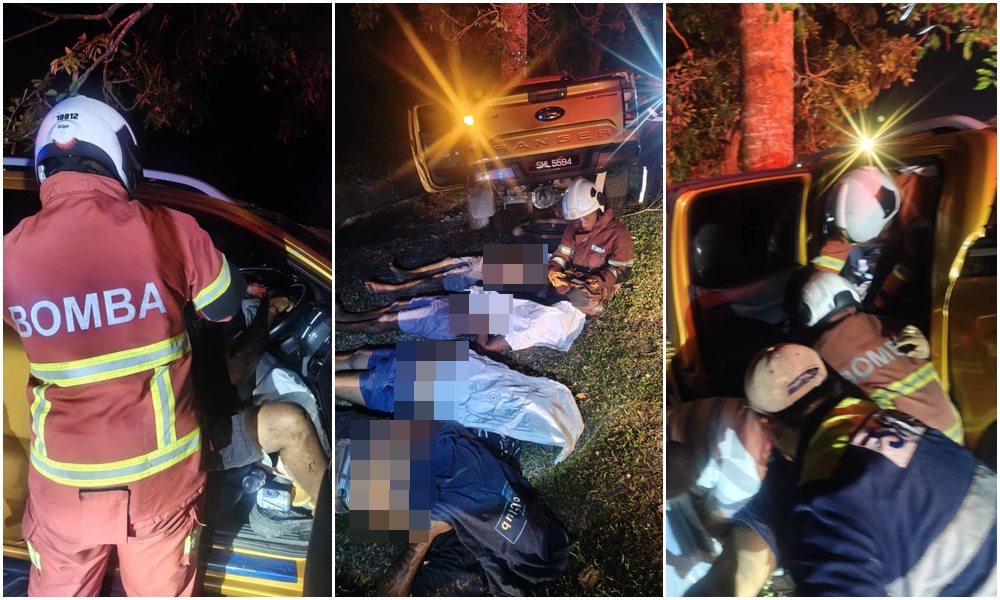 Mengantuk punca Ford Ranger terbabas langgar pokok