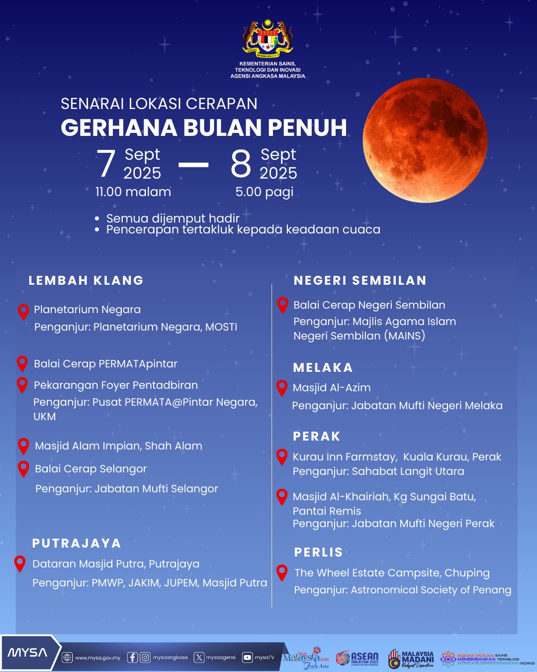 Fenomena ‘blood moon’ hiasi langit Malaysia 7 September ini