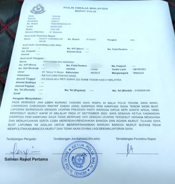 Ucapan Shafie hina kaum Murut cetus kemarahan, laporan polis dibuat