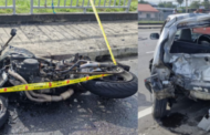 Penunggang maut, motosikal terbakar dalam kemalangan di Putatan