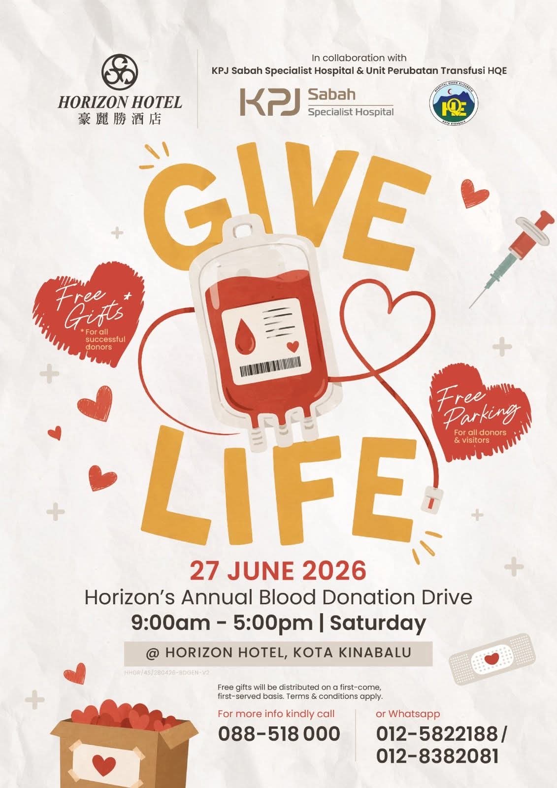 Horizon Hotel anjur derma darah 27 Jun