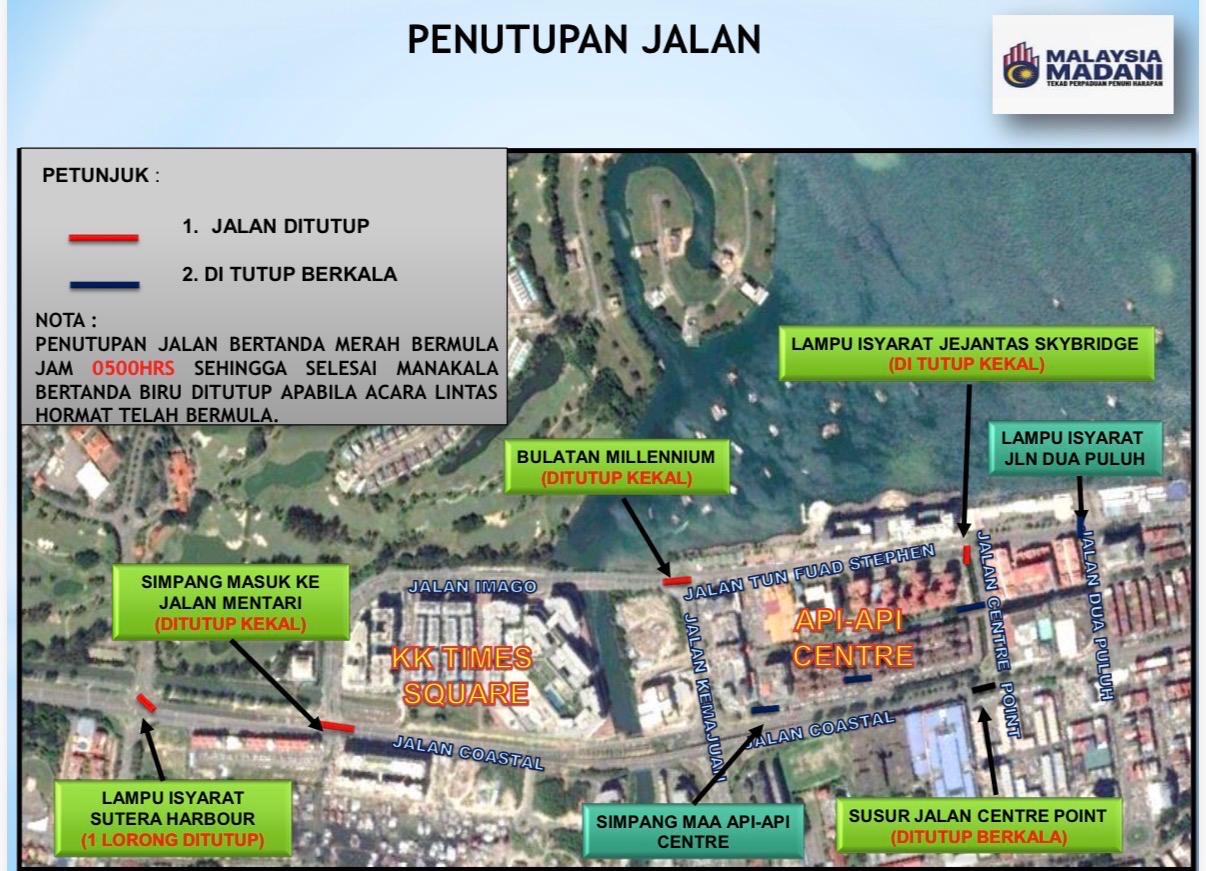 Beberapa jalan utama ditutup sempena HKHS 2026