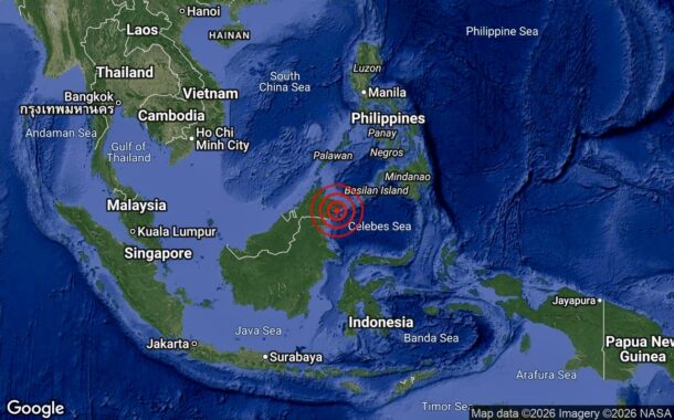 Gempa bumi sederhana bermagnitud 5.0 di perairan Sandakan